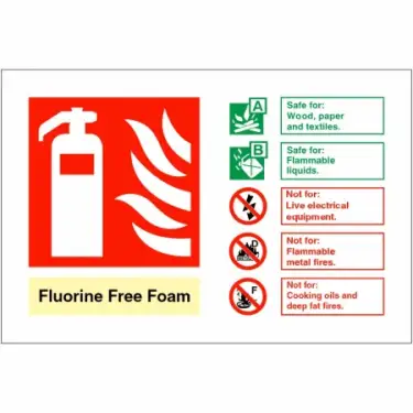 Click Here To Enlarge This Photo Of Rigid Plastic &lpar;1mm&rpar; Fluorine Free Foam Fire Extinguisher ID Sign - 150mm x 100mm