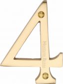 C1560 4-SB Heritage Brass Numeral 4 Face Fix 76mm &lpar;3"&rpar; Satin Brass Finish