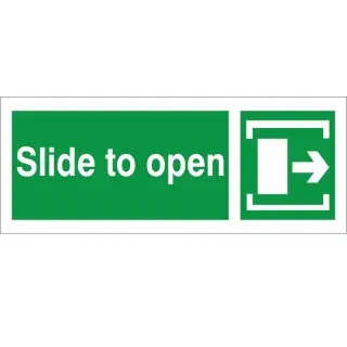 Rigid Plastic &lpar;1mm&rpar; Slide To Open Arrow Right Instruction Sign - 300mm x 100mm
