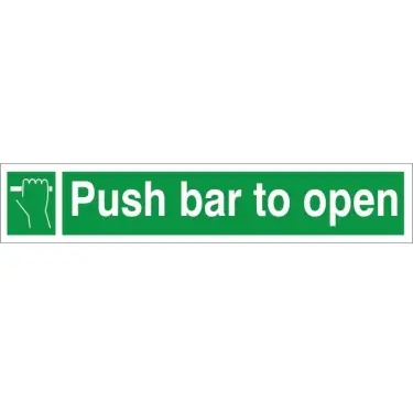 Click Here To Enlarge This Photo Of Self Adhesive Vinyl Push Bar To Open Instruction Sign