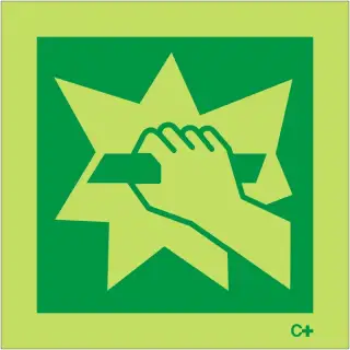 Photoluminescent &lpar;Glow in the Dark&rpar; Self Adhesive &lpar;Class C&rpar; In Case Of Fire Break Glass Sign - 100mm x 100mm