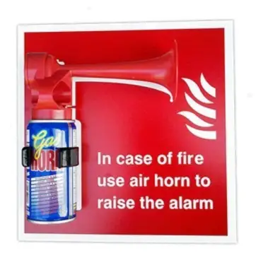 Click Here To Enlarge This Photo Of Rigid Plastic &lpar;1mm&rpar; In Case Of Fire use Air Horn To Raise The Alarm Sign &lpar;No Horn Included&rpar; -