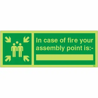 Photoluminescent &lpar;Glow in the Dark&rpar; Self Adhesive &lpar;Class C&rpar; Your Assembly Point Is Sign - 300mm x 100mm