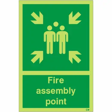 Click Here To Enlarge This Photo Of Photoluminescent &lpar;Glow in the Dark&rpar; Self Adhesive &lpar;Class C&rpar; Fire Assembly Point Sign