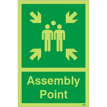Click Here To Enlarge This Photo Of Photoluminescent &lpar;Glow in the Dark&rpar; Self Adhesive &lpar;Class C&rpar; Assembly Point Sign