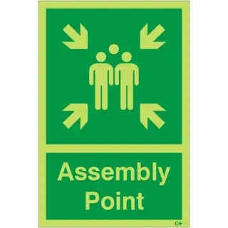 Photoluminescent &lpar;Glow in the Dark&rpar; Self Adhesive &lpar;Class C&rpar; Assembly Point Sign
