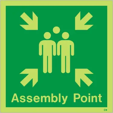 Click Here To Enlarge This Photo Of Photoluminescent &lpar;Glow in the Dark&rpar; Rigid Plastic &lpar;Class C&rpar; Assembly Point Sign