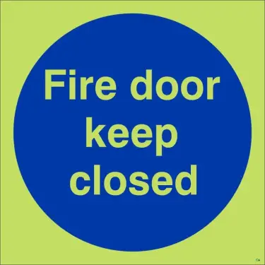 Click Here To Enlarge This Photo Of Photoluminescent &lpar;Glow in the Dark&rpar; Self Adhesive &lpar;Class C&rpar; Fire Door Keep Closed Door Sign - 100mm x 100mm