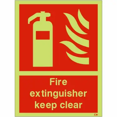 Click Here To Enlarge This Photo Of Photoluminescent &lpar;Glow in the Dark&rpar; Rigid Plastic &lpar;Class C&rpar; Fire Extinguisher Keep Clear Sign - 200mm x 300mm