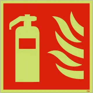 Photoluminescent &lpar;Glow in the Dark&rpar; Rigid Plastic &lpar;Class C&rpar; Fire Extinguisher Symbol Sign