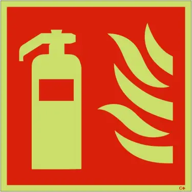 Click Here To Enlarge This Photo Of Photoluminescent &lpar;Glow in the Dark&rpar; Self Adhesive &lpar;Class C&rpar; Fire Extinguisher Symbol Sign