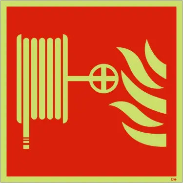 Click Here To Enlarge This Photo Of Photoluminescent &lpar;Glow in the Dark&rpar; Self Adhesive &lpar;Class C&rpar; Fire Hose Reel Symbol Sign