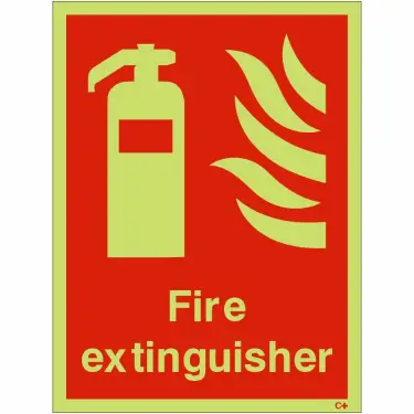 Click Here To Enlarge This Photo Of Photoluminescent &lpar;Glow in the Dark&rpar; Rigid Plastic &lpar;Class C&rpar; Fire Extinguisher Sign - 150mm x 200mm