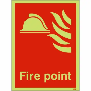 Click Here To Enlarge This Photo Of Photoluminescent &lpar;Glow in the Dark&rpar; Rigid Plastic &lpar;Class C&rpar; Fire Point Sign - 150mm x 200mm
