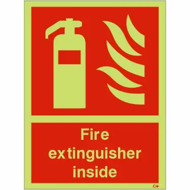 Click Here To Enlarge This Photo Of Photoluminescent &lpar;Glow in the Dark&rpar; Rigid Plastic &lpar;Class C&rpar; Fire Extinguisher Inside Sign - 150mm x 200mm