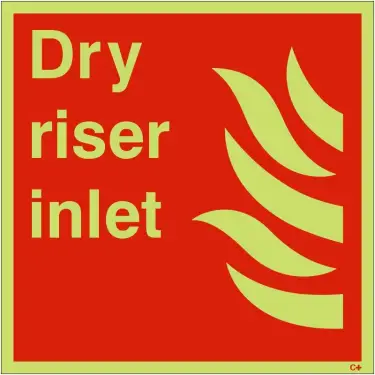 Click Here To Enlarge This Photo Of Photoluminescent &lpar;Glow in the Dark&rpar; Self Adhesive &lpar;Class C&rpar; Dry Riser Inlet Sign - 200mm x 200mm