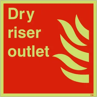 Photoluminescent &lpar;Glow in the Dark&rpar; Self Adhesive &lpar;Class C&rpar; Dry Riser Outlet Sign - 200mm x 200mm