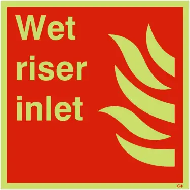 Click Here To Enlarge This Photo Of Photoluminescent &lpar;Glow in the Dark&rpar; Self Adhesive &lpar;Class C&rpar; Wet Riser Inlet Sign - 200mm x 200mm