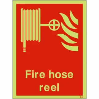 Photoluminescent &lpar;Glow in the Dark&rpar; Rigid Plastic &lpar;Class C&rpar; Fire Hose Reel Sign