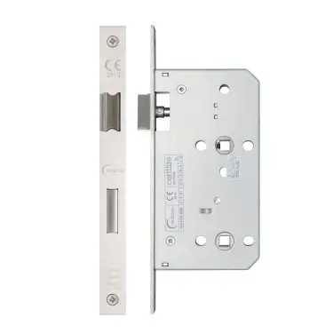Click Here To Enlarge This Photo Of Eclipse 71413 DIN Bathroom Lock 60mm - &lpar;22mm Square Forend&rpar; - Satin Stainless Steel