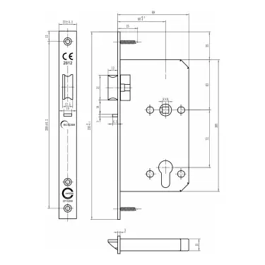 Click Here To Enlarge This Photo Of Eclipse 71414 DIN Nightlatch 60mm - &lpar;22mm Square Forend&rpar; - Satin Stainless Steel