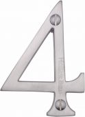 C1560 4-SC Heritage Brass Numeral 4 Face Fix 76mm &lpar;3"&rpar; Satin Chrome Finish