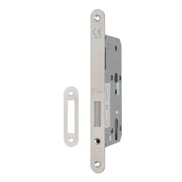 Click Here To Enlarge This Photo Of Eclipse 71422 DIN Euro Deadlock 60mm - &lpar;22mm Radius Forend&rpar; - Satin Stainless Steel