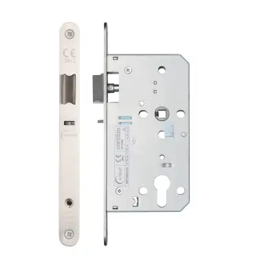 Click Here To Enlarge This Photo Of Eclipse 71424 DIN Nightlatch 60mm - &lpar;22mm Radius Forend&rpar; - Satin Stainless Steel