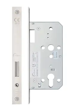 Click Here To Enlarge This Photo Of Eclipse 71432 DIN Euro Deadlock 55mm - &lpar;24mm Square Forend&rpar; - Satin Stainless Steel