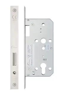 Eclipse 71432 DIN Euro Deadlock 55mm - &lpar;24mm Square Forend&rpar; - Satin Stainless Steel