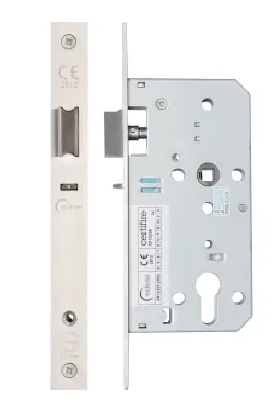 Click Here To Enlarge This Photo Of Eclipse 71434 DIN Nightlatch 55mm - &lpar;24mm Square Forend&rpar; - Satin Stainless Steel