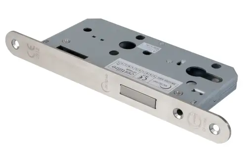 Click Here To Enlarge This Photo Of Eclipse 71442 DIN Euro Deadlock 55mm - &lpar;24mm Radius Forend&rpar; - Satin Stainless Steel