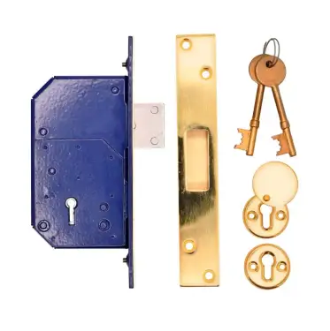 Click Here To Enlarge This Photo Of TSSRETROUPMDL3B - TSS British Standard Retro Fit 5 Lever Upright Mortice Deadlock 73mm Polished Brass &lpar;Chubb 3G110&rpar;