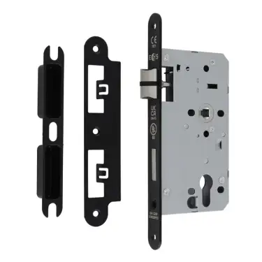 Click Here To Enlarge This Photo Of DLX7260EPMB&sol;R - Carlisle Brass Eurospec DIN Euro Sashlock 60mm Backset &lpar;Radius Forend&rpar; - Matt Black