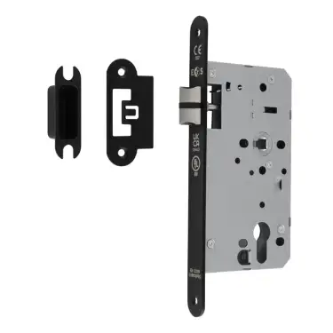 Click Here To Enlarge This Photo Of DLX0060LMB&sol;R - Carlisle Brass Eurospec DIN Latch 60mm Backset &lpar;Radius Forend&rpar; - Matt Black