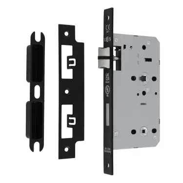 Click Here To Enlarge This Photo Of DLX7860WCMB - Carlisle Brass Eurospec DIN Bathroom Lock 60mm Backset &lpar;Square Forend&rpar; - Matt Black