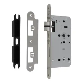 DLX7855WCSSS&sol;R - Carlisle Brass Eurospec DIN Bathroom Lock 55mm Backset &lpar;Radius Forend&rpar; - Satin Stainless Steel