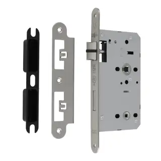 DLX7860WCSSS&sol;R - Carlisle Brass Eurospec DIN Bathroom Lock 60mm Backset &lpar;Radius Forend&rpar; - Satin Stainless Steel