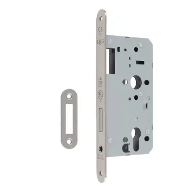 Click Here To Enlarge This Photo Of DLX0055EPSSS&sol;R - Carlisle Brass Eurospec DIN Euro Deadlock 55mm Backset &lpar;Radius Forend&rpar; - Satin Stainless Steel