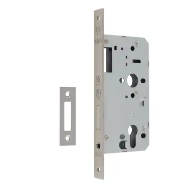 Click Here To Enlarge This Photo Of DLX0055EPSSS - Carlisle Brass Eurospec DIN Euro Deadlock 55mm Backset &lpar;Square Forend&rpar; - Satin Stainless Steel