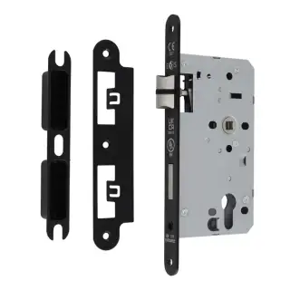 DLX7260ESCMB&sol;R - Carlisle Brass Eurospec DIN Euro Escape Lock 60mm Backset &lpar;Radius Forend&rpar; - Matt Black