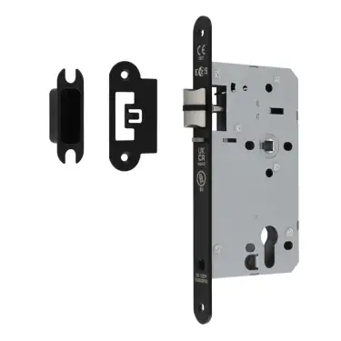 Click Here To Enlarge This Photo Of DLX7260NLMB&sol;R - Carlisle Brass Eurospec DIN Euro Nightlatch 60mm Backset &lpar;Radius Forend&rpar; - Matt Black