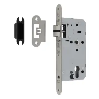 DLX7255NLSSS&sol;R - Carlisle Brass Eurospec DIN Euro Nightlatch 55mm Backset &lpar;Radius Forend&rpar; - Satin Stainless Steel