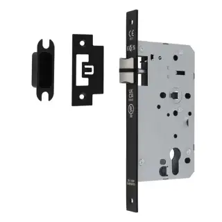 DLX0060LMB - Carlisle Brass Eurospec DIN Latch 60mm Backset &lpar;Square Forend&rpar; - Matt Black