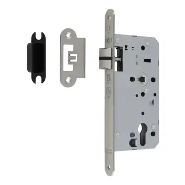 Click Here To Enlarge This Photo Of DLX0055LSSS&sol;R - Carlisle Brass Eurospec DIN Latch 55mm Backset &lpar;Radius Forend&rpar; - Satin Stainless Steel