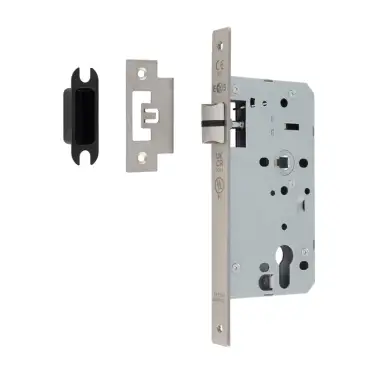 Click Here To Enlarge This Photo Of DLX0055LSSS - Carlisle Brass Eurospec DIN Latch 55mm Backset &lpar;Square Forend&rpar; - Satin Stainless Steel