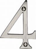 C1560 4-SN Heritage Brass Numeral 4 Face Fix 76mm &lpar;3"&rpar; Satin Nickel Finish