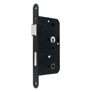 Click Here To Enlarge This Photo Of AR913-R-60-BLK Hoppe Arrone DIN Mortice Bathroom Lock Radius Forend &lpar;60mm Backset&rpar; - Matt Black &lpar;50015455&rpar;