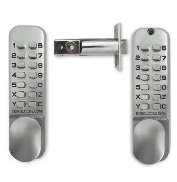 Click Here To Enlarge This Photo Of BORG Locks BL2021 SC Light Duty Back to Back Digital Lock &lpar;60mm Latch&rpar; - Satin Chrome