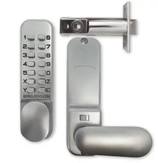 BORG Locks BL2201 SC Light Duty Digital Lock with Holdback Function &lpar;60mm Latch&rpar; - Satin Chrome